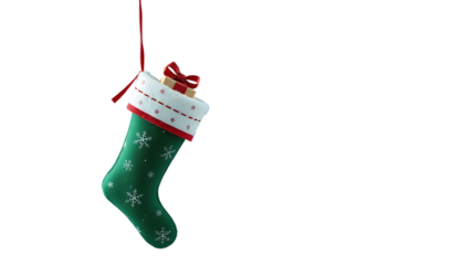 Christmas Eve gift stocking sock green blue red set cutout isolated on transparent background Winter