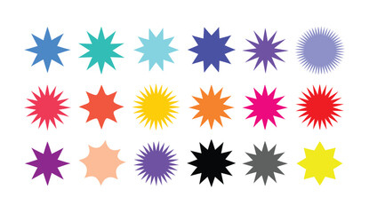 Colorful Starburst Burst Shape Vector Icon Set