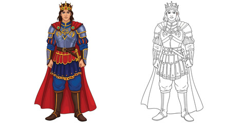 The Ebony Horse Prince Coloring Page with Dynamic Colored and Detailed Outline Designs for Kids