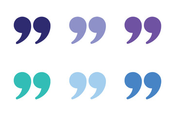 Gradient Quotation Mark Icons – Flat Color Quote Symbols for Graphic Design and Social Media