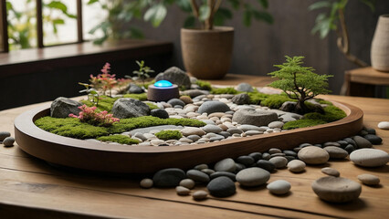 Tranquil Zen Garden with Stone Textures