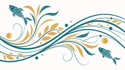 Fish vector art illustration with floral design elements for graphic design and creative projects download now