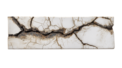 Cracked Concrete Slab with Deep Fissures Damaged Surface Construction Material Isolated