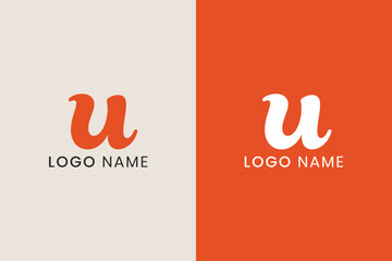 Letter U Logo Design Script Typeface Vector