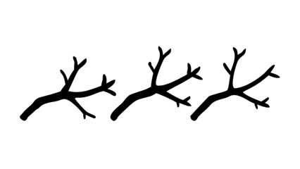 Fototapeta premium Three black silhouette tree branches vector illustration for design and decoration nature elements isolated art