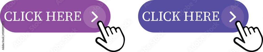 Fototapete Click Here Button Icon set.Pointer Click button. Modern action button mouse click symbol. Computer mouse click cursor or Hand pointer symbol. Cursor arrow icon. Clicking finger. Vector illustration.
