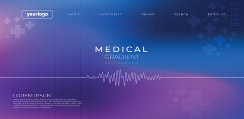 Modern medical background with waveform graphic and cross elements ideal for health presentations