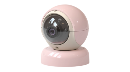 Elegant Pink Dome Security Camera on Transparent Background for Modern Surveillance