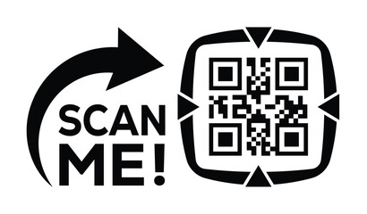QR code scan icon set. Scan me frame. QR code scan for smartphone. QR code for mobile app, payment and identification. Vector illustration.