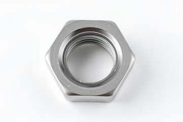 Metal Hex Nut Close-Up on White Background &ndash; Industrial Product Photography