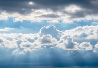 Obraz premium Dramatic Sky Cumulus Clouds, Blue Sky, Sunlight and Weather Background. Photography of Cloudscape.