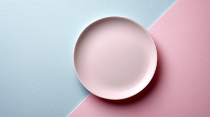 Elegant pink plate on soft pastel background with contrasting colors