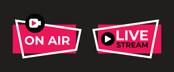 Set of Modern Live Streaming and On Air Badges
