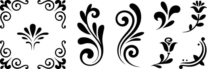 Black floral scrollwork and decorative flourishes vector
