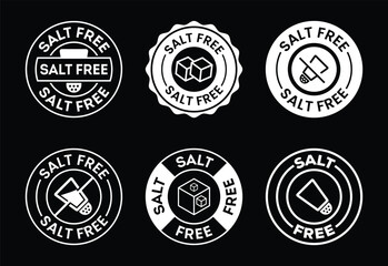 Collection of Salt Free Labels White on Black Background Food Marketing