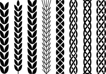 Black wheat stalks and intricate braided patterns grain cereal © Sultana