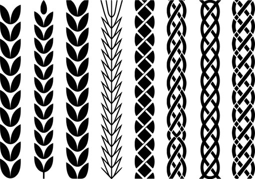 Black wheat stalks and intricate braided patterns grain cereal
