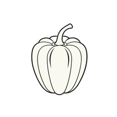 Bell Pepper Line Drawing – Black and White

