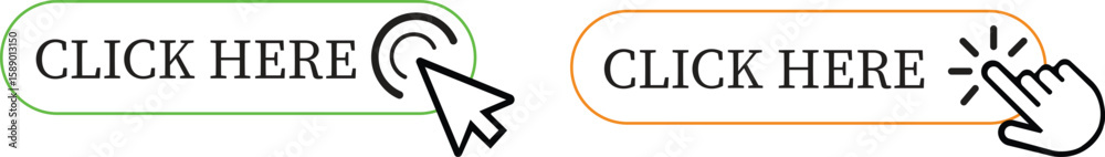 Aufkleber click here button icon set.pointer click button. modern action button mouse click symbol. computer m