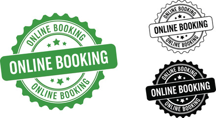 Obraz premium Online booking stamp vector graphic design for reservations appointments and service availability concept vector