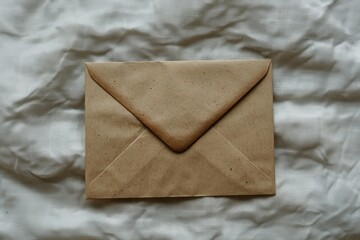 Closed brown envelope resting on white sheets, suggesting an unread message waiting to be discovered