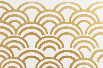Minimalist Seigaiha Wave Pattern in Gold on White Background