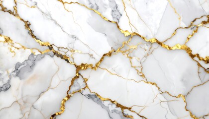 Luxurious White Marble Surface with Intricate Gold Veins for Elegant Background