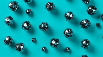 Abstract Metallic Sphere Pattern Turquoise Background