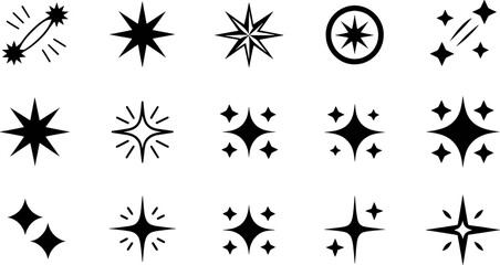 Naklejka premium Sparkling starbursts and glinting star shapes sparkle shine