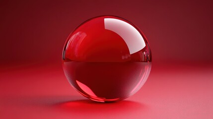 High-Definition Red Glass Sphere Stock Photo: Transparent Glossy Ball with 3D Rendered Texture for Commercial Design, E-commerce, Web Design, Decorative Backgrounds & Creative Visual Projects