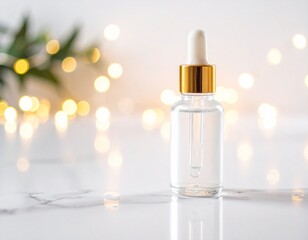 Naklejka premium Luxury Skincare Product on Marble – Beauty Editorial Close-Up