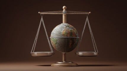 law restriction justice globe. Balancing globe sculpture representing justice and global awareness.