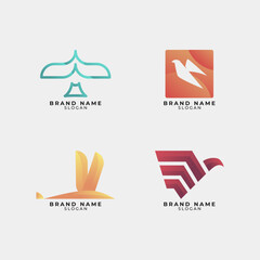 Creative Colorful Bird Logo Collection with Gradient. Style Minimalist Modern Design for Business and Company Use
