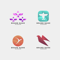 Creative Colorful Bird Logo Collection with Gradient. Style Minimalist Modern Design for Business and Company Use
