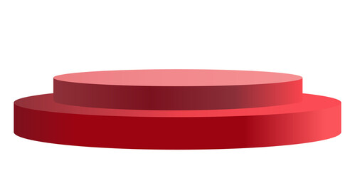 Red Circular 3D Podium Stage Illustration Isolated on White Background