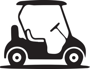 Golf Cart silhouette vector, Golf car icon, Black golf vehicle illustration