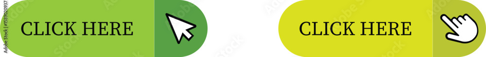 Fototapete Click Here Button Icon set.Pointer Click button. Modern action button mouse click symbol. Computer mouse click cursor or Hand pointer symbol. Cursor arrow icon. Clicking finger. Vector illustration.