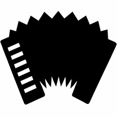 Black silhouette of a musical accordion isolated on white background