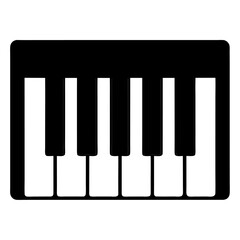 Black silhouette of a musical keyboard octave isolated on white background