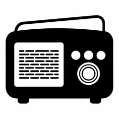 Classic vintage radio silhouette with intricate speaker grille detail isolated on white background