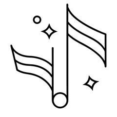 Simple line art of a musical note with beams and flags isolated on white background