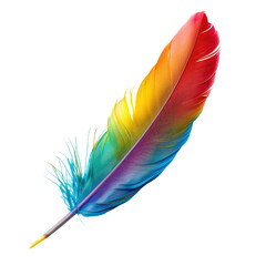 Vibrant rainbow feather against black