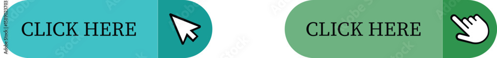 Fototapete Click Here Button Icon set.Pointer Click button. Modern action button mouse click symbol. Computer mouse click cursor or Hand pointer symbol. Cursor arrow icon. Clicking finger. Vector illustration.