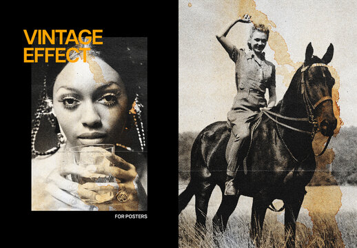 Dirty Vintage Poster Photo Effect Mockup