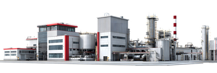 Modern industrial facility showcasing advanced manufacturing processes with equipment and structures
