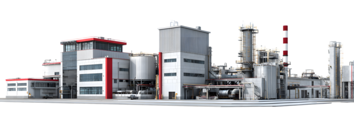 Modern industrial facility showcasing advanced manufacturing processes with equipment and structures