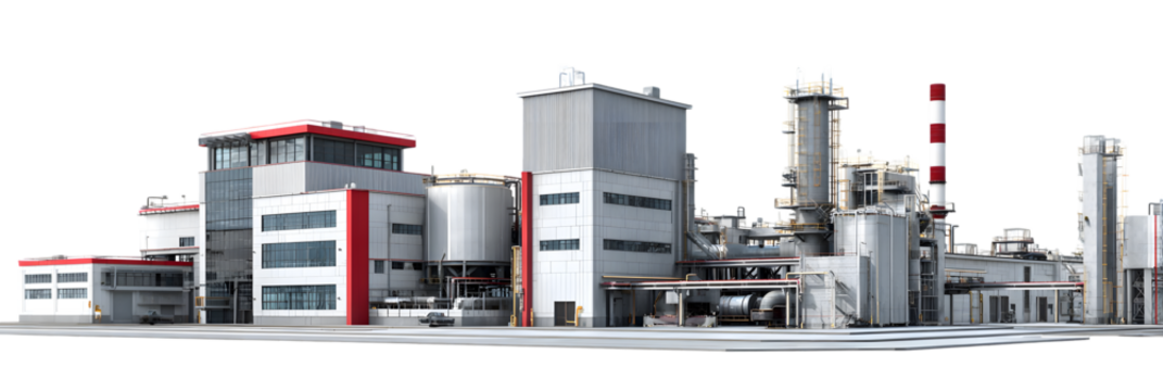 Modern industrial facility showcasing advanced manufacturing processes with equipment and structures - Powered by Adobe