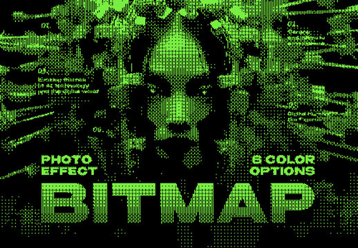 Dither Bitmap Photo Effect Mockup