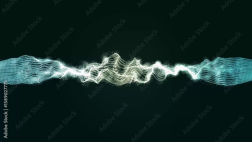 Poster abstract wavy lines infinite loop with particles dust. abstract multicolor wave line background. fut