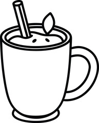 Apple cider mug line art vector graphic illustration